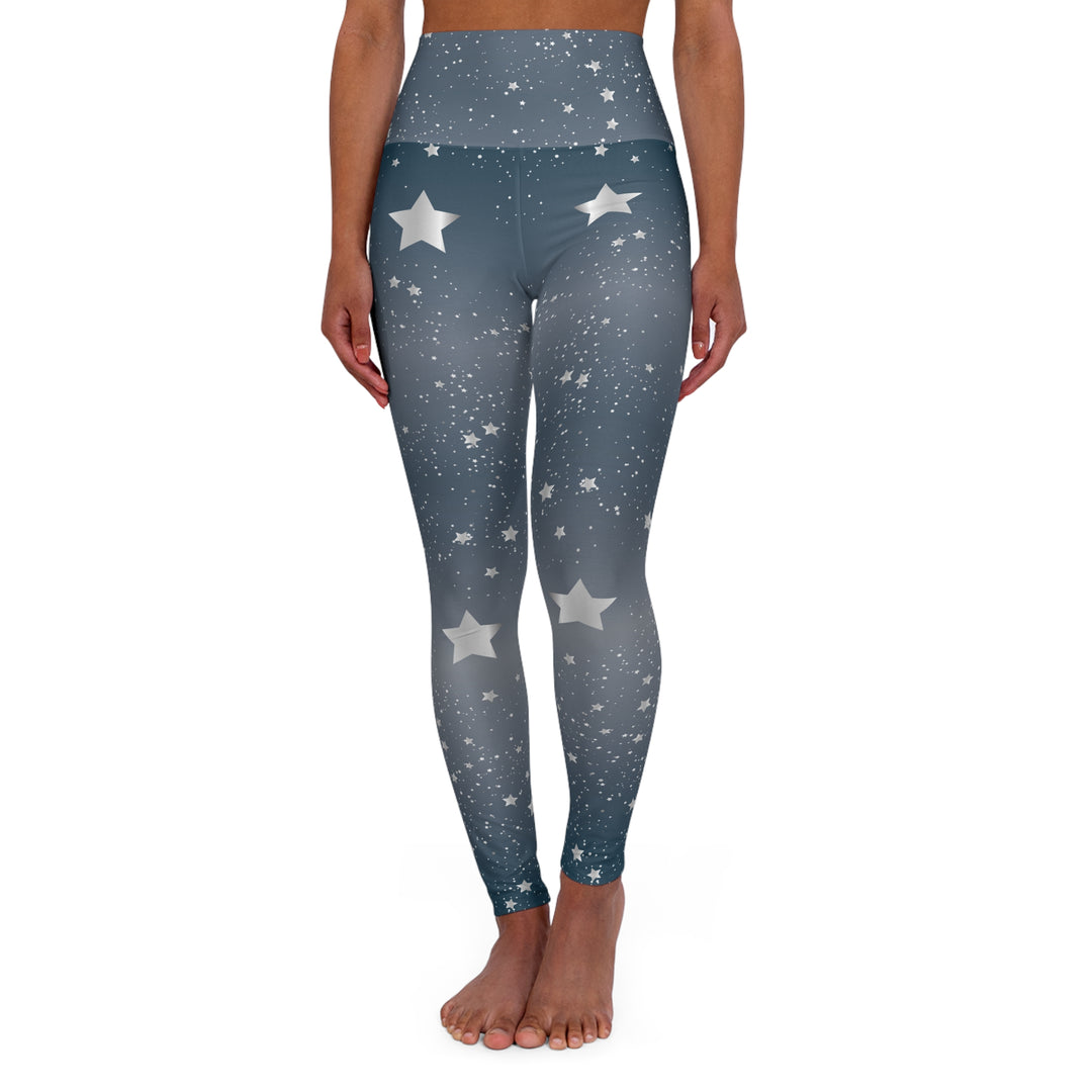 Star Women's Yoga Pant - Blue/Grey with Nature - Inspired Patterns