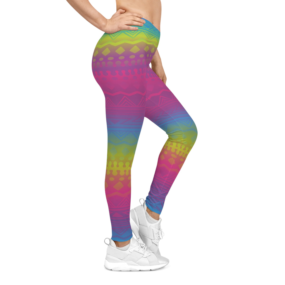 Bohemian Vibe Women's Casual Leggings - Colourful Patterned Activewear for Workout & Relaxation