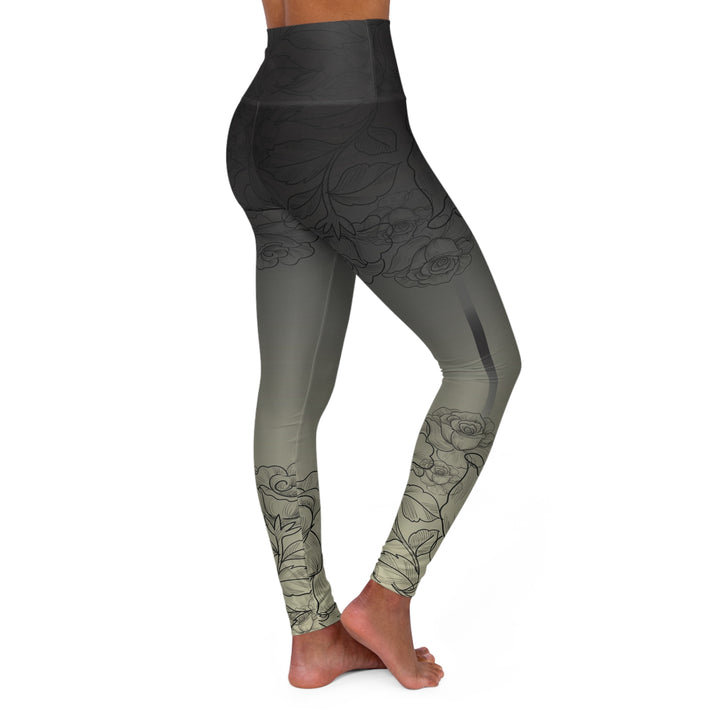 Ocean Breeze Women's Yoga Pant - Gradient Olive with Subtle Floral Motifs