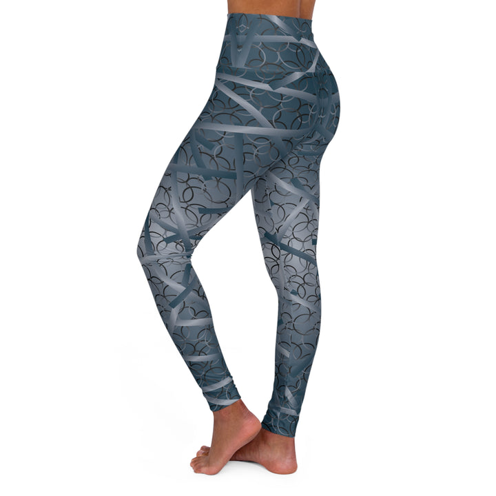 Forest Flow Women's Yoga Pant - Blue/Grey with Nature-Inspired Patterns