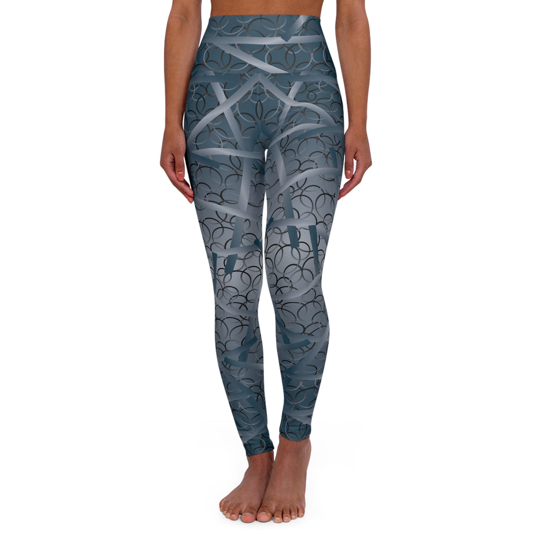 Forest Flow Women's Yoga Pant - Blue/Grey with Nature-Inspired Patterns