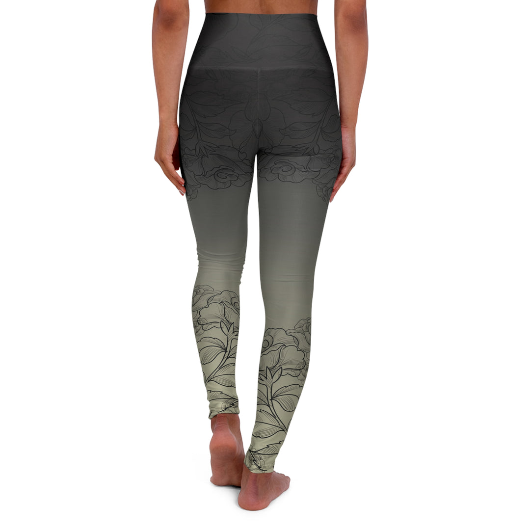 Ocean Breeze Women's Yoga Pant - Gradient Olive with Subtle Floral Motifs