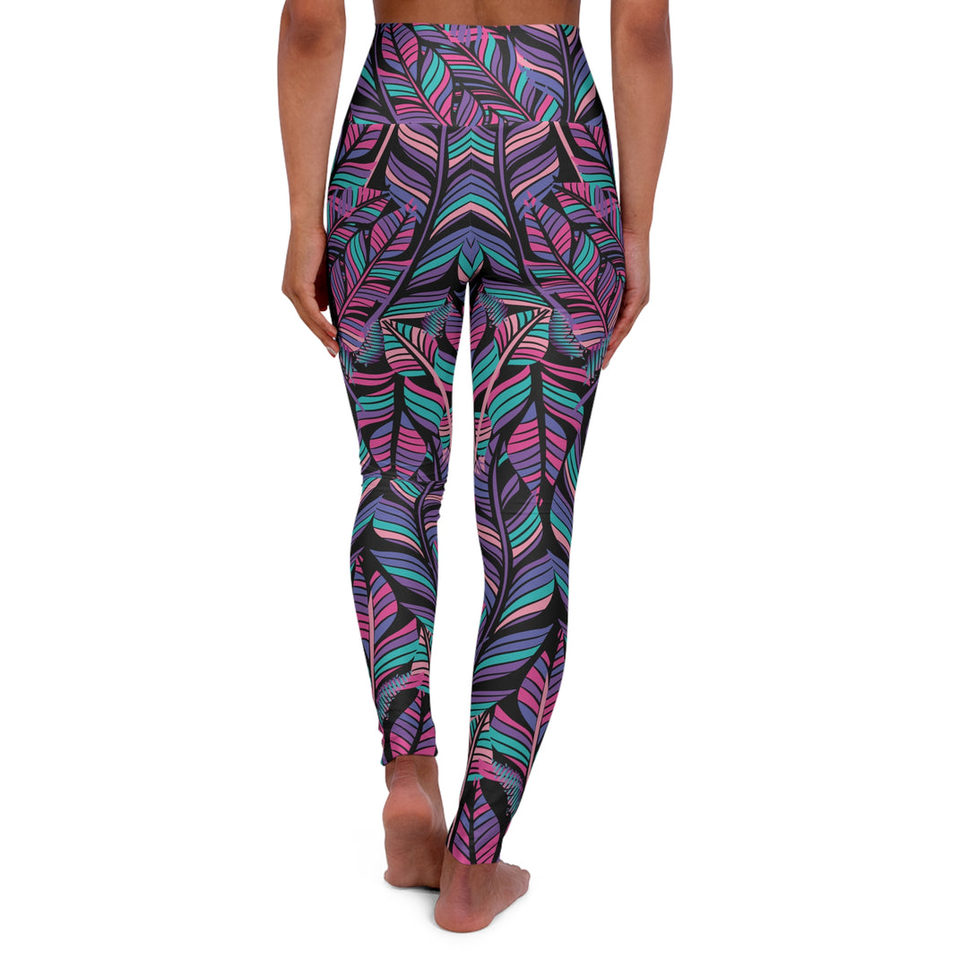 Tropical Leaf High Waisted Yoga Pants for Fitness and Comfort