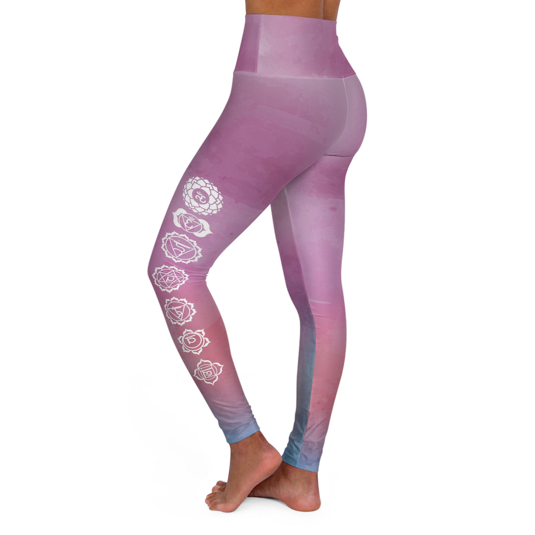 Blossom Balance Women's Yoga Pant - Pink & Lavender Gradient with Floral Mandala Accents