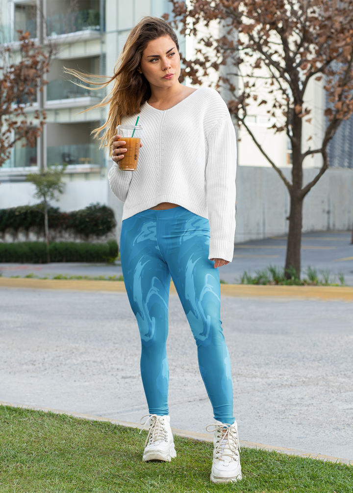 Ocean Wave Print Women's Casual Leggings - Comfortable & Stylish Activewear