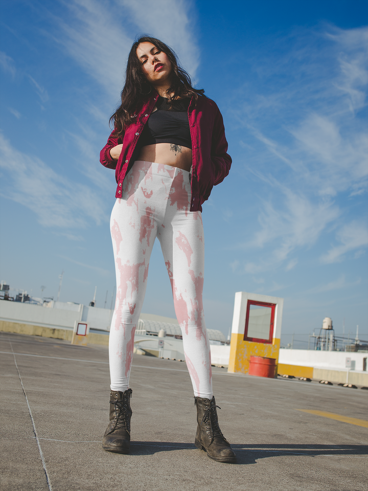 Pink Abstract  Women's Casual Leggings